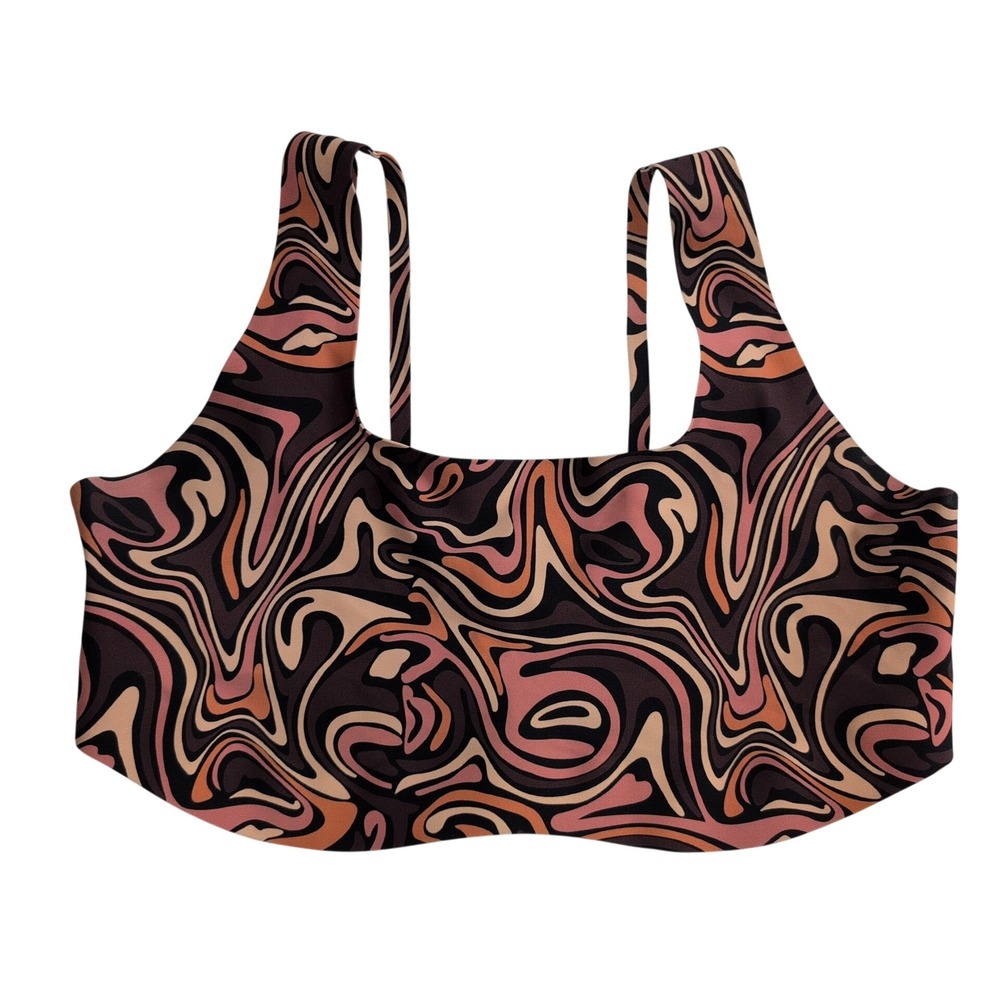 Parade Psychedelic Swirl Marbled Scoop Bralette Pink Orange Brown‎ Size 2 159233